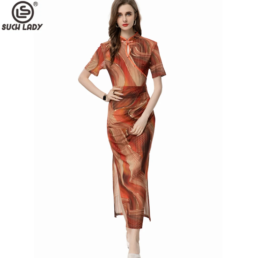 Women's Dresses Mandrin Collar Short Sleeves Printed Side Split Vintage Chinese Qipao Long Vestidos
Women's Dresses Mandrin Collar Short Sleeves Printed Side Split Vintage Chinese Qipao Long Vestidos