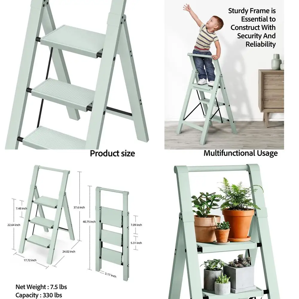 Lightweight Aluminum Folding Step Stool with Handgrip, Anti-Slip Pedals, 330lbs Capacity for Home, Office, Kitchen - Fairyland G
Lightweight Aluminum Folding Step Stool with Handgrip, Anti-Slip Pedals, 330lbs Capacity for Home, Office, Kitchen - Fairyland G