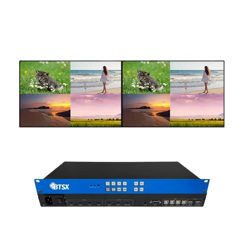 4K60 HDMI2.0 KVM Multi Viewer with 4 Inputs 3 Outputs USB Mouse & Keyboard RS232 Metal
4K60 HDMI2.0 KVM Multi Viewer with 4 Inputs 3 Outputs USB Mouse & Keyboard RS232 Metal