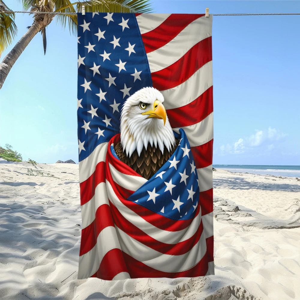 USA Flag Wrapped Bald Eagle Patriotic Print Beach Towel Quick Dry For 4th Of July Beach Pool Camping Activity
USA Flag Wrapped Bald Eagle Patriotic Print Beach Towel Quick Dry For 4th Of July Beach Pool Camping Activity