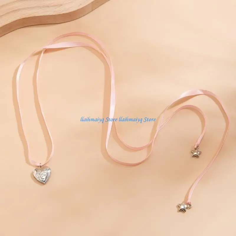 573B Lovely Ribbon Love Necklace Sweet Heart Star Pendant Clavicle Chain Adjustable Choker Women Wedding Party Jewelry Gift
573B Lovely Ribbon Love Necklace Sweet Heart Star Pendant Clavicle Chain Adjustable Choker Women Wedding Party Jewelry Gift