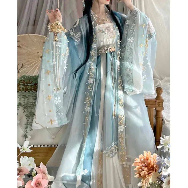 Hanfu Dress Women Ancient Chinese Traditional Embroidery Hanfu Female Fairy Cosplay Costume Outfit Summer Blue Hanfu Dress Women
Hanfu Dress Women Ancient Chinese Traditional Embroidery Hanfu Female Fairy Cosplay Costume Outfit Summer Blue Hanfu Dress Women