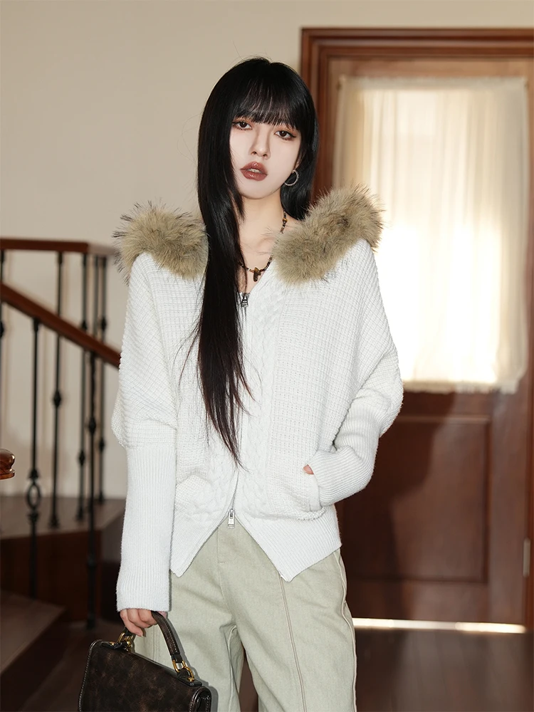 Thickened Knitted Hat Women's Sweater Coat Casual Loose Fit Long Sleeve Zipper Closure Pure Color Polyester A-Line Coat
Thickened Knitted Hat Women's Sweater Coat Casual Loose Fit Long Sleeve Zipper Closure Pure Color Polyester A-Line Coat