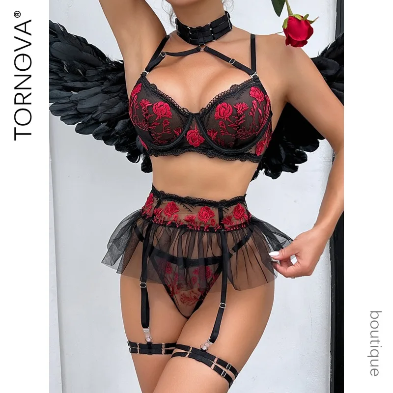 Tornova Erotic Halter Lingerie Mesh Patchwork Fancy Embroidery Sexy Backless Pure Desire Women Romantic Intimate Underwear Set
Tornova Erotic Halter Lingerie Mesh Patchwork Fancy Embroidery Sexy Backless Pure Desire Women Romantic Intimate Underwear Set