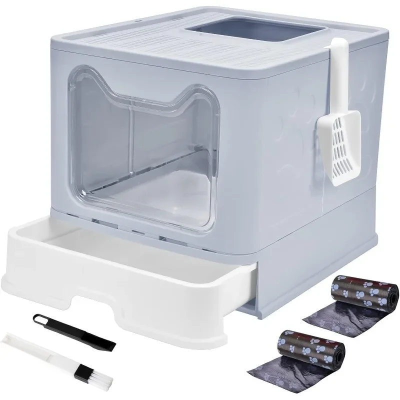 Cat Litter Box with Lid, Top Entry Pan, Enclosed Potty, Anti-Splashing Toilet, Foldable Large Covered Supplies Scoop Brush
Cat Litter Box with Lid, Top Entry Pan, Enclosed Potty, Anti-Splashing Toilet, Foldable Large Covered Supplies Scoop Brush