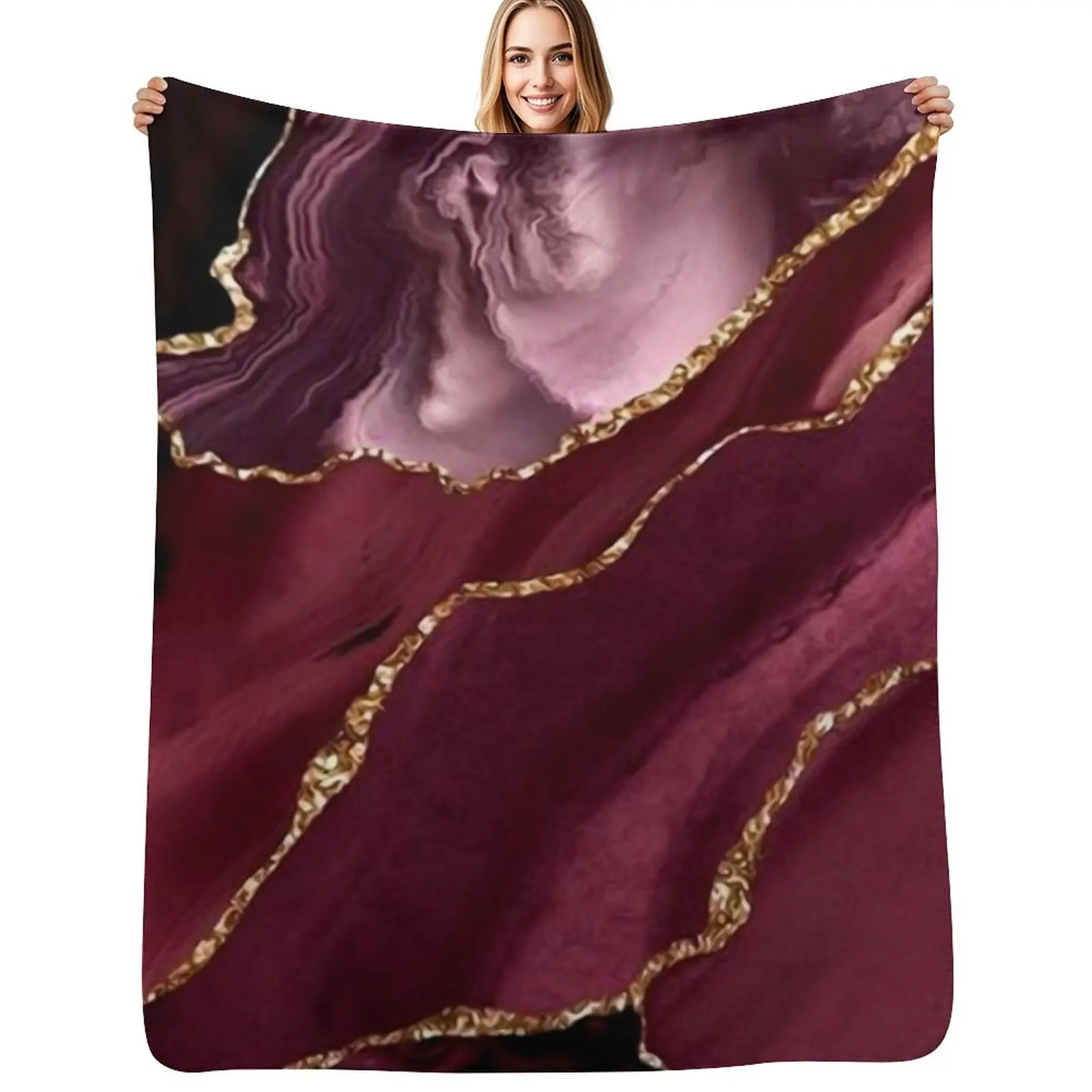 Burgundy and Gold Abstract Throw Blanket Travel Size Cozy Blanket for Plane Train
Burgundy and Gold Abstract Throw Blanket Travel Size Cozy Blanket for Plane Train