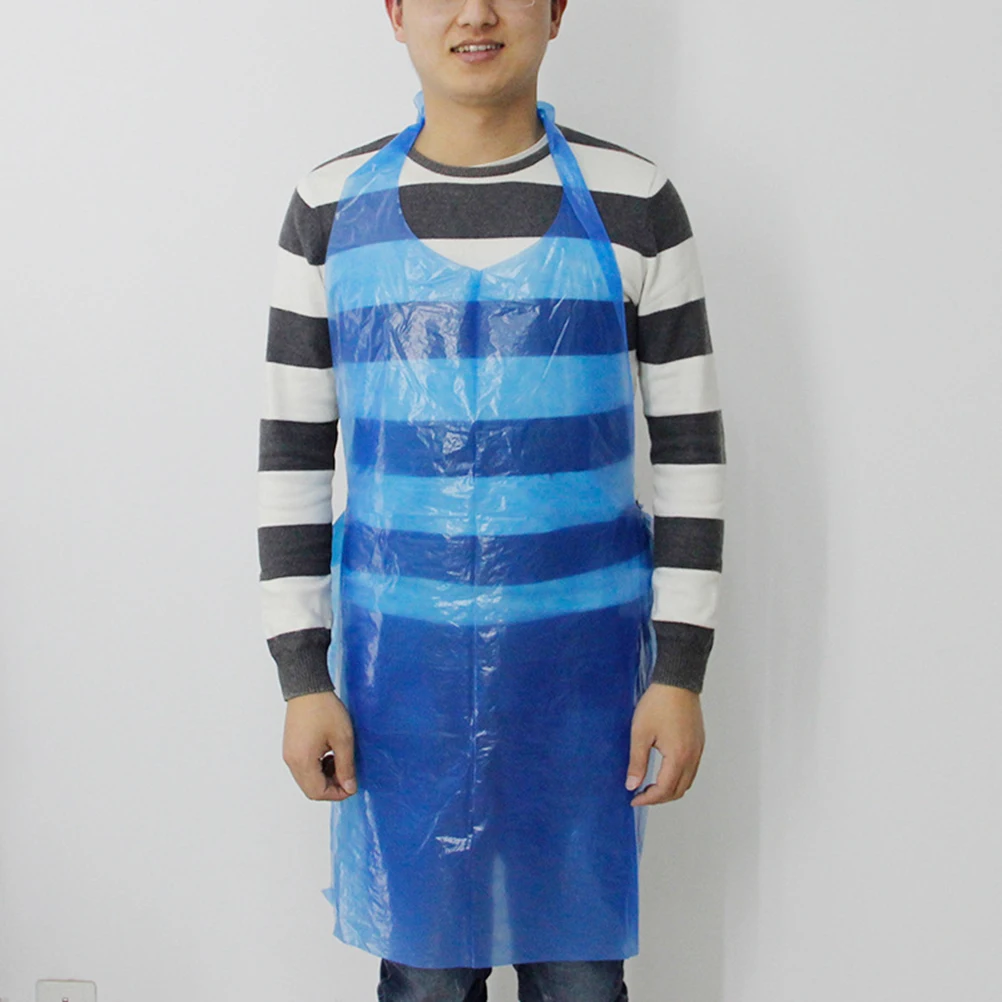 1 Pack/50pcs Disposable Aprons Plastic Apron Sleeveless Household Waterproof Oil Proof Apron for Barbecue Kitchen Supplies (Blue
1 Pack/50pcs Disposable Aprons Plastic Apron Sleeveless Household Waterproof Oil Proof Apron for Barbecue Kitchen Supplies (Blue