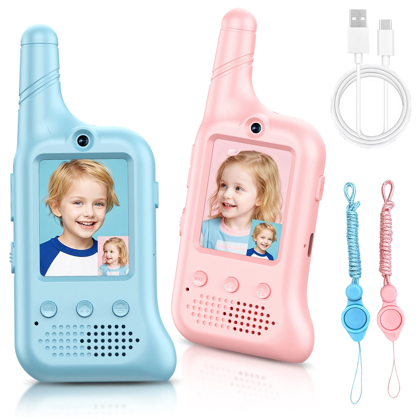 2Pcs Rechargeable Kids Video Walkie Talkie, Visual Call,Voice Changer, Outdoor Toy, Great Gift for Family & Kids Interaction Ga
2Pcs Rechargeable Kids Video Walkie Talkie, Visual Call,Voice Changer, Outdoor Toy, Great Gift for Family & Kids Interaction Ga