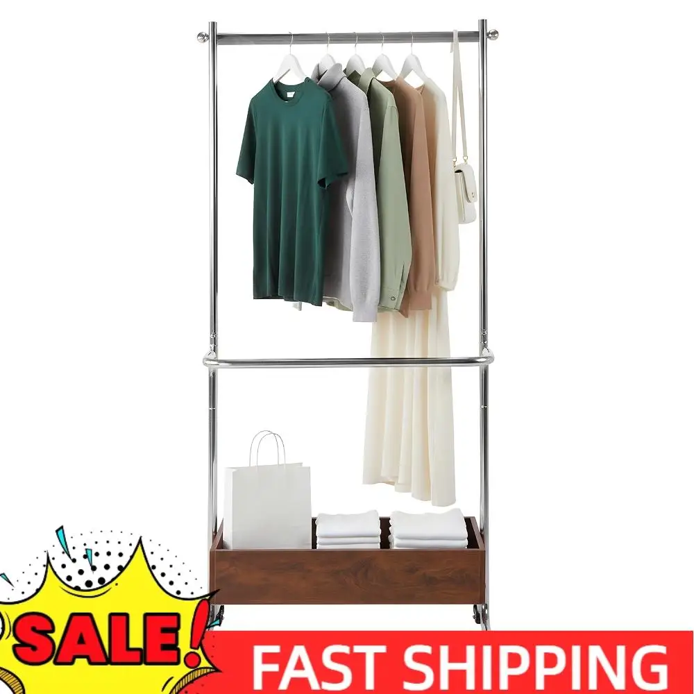 Small Clothes Rack with Wheels Floor-Hanging Clothes Rack With Wooden Storage Box for Hanging Clothes Garment Wallets Hats
Small Clothes Rack with Wheels Floor-Hanging Clothes Rack With Wooden Storage Box for Hanging Clothes Garment Wallets Hats