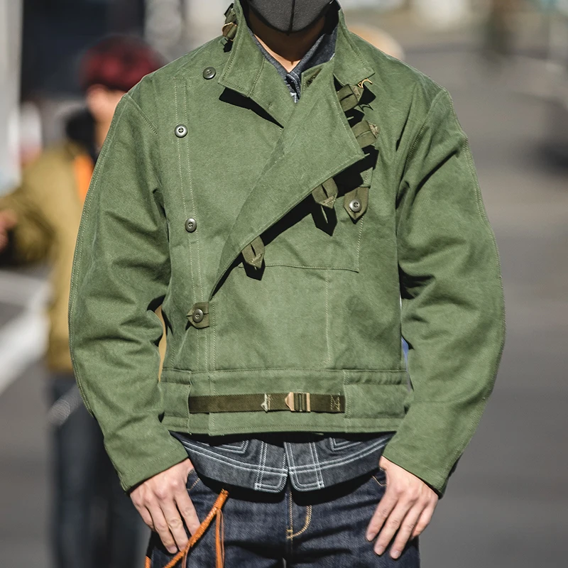 Maden Retro 16oz Canvas Swedish Motorcycle Green Jacket Pocket Bomber Jacket Casual Hunting Work Outwear for Men Spring and Fall 31 S9c9c10aae33947cd8d58645180fc7f77O