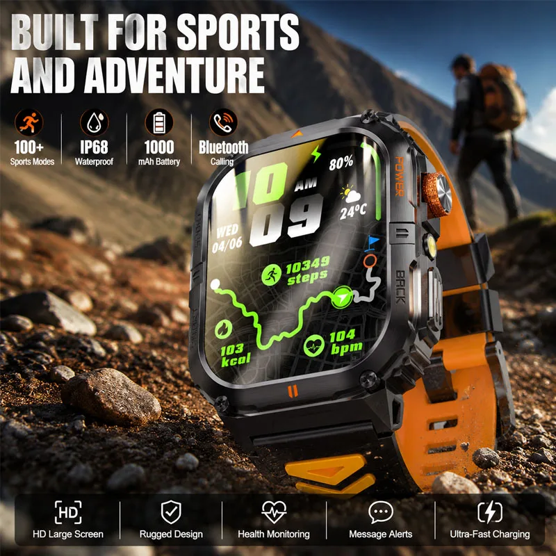 Men Outdoor Smartwatch 1000mAh 2.0 Inches IP68 Waterproof 100+Sport Mode Heart Rate Sleep LED Flashlight BT Call Smartwatch Men
Men Outdoor Smartwatch 1000mAh 2.0 Inches IP68 Waterproof 100+Sport Mode Heart Rate Sleep LED Flashlight BT Call Smartwatch Men