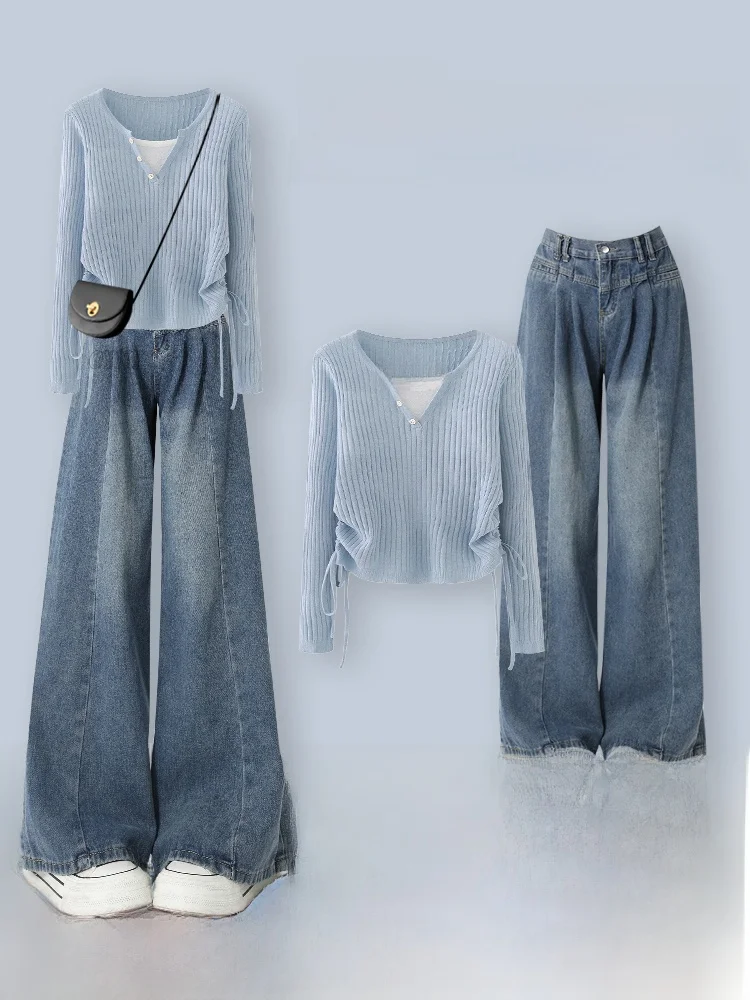 V-Neck Knitted Sweater Long Sleeve Drawstring Casual Style Bottoming Top for Jeans Winter Fashion Set plus Size Women
V-Neck Knitted Sweater Long Sleeve Drawstring Casual Style Bottoming Top for Jeans Winter Fashion Set plus Size Women