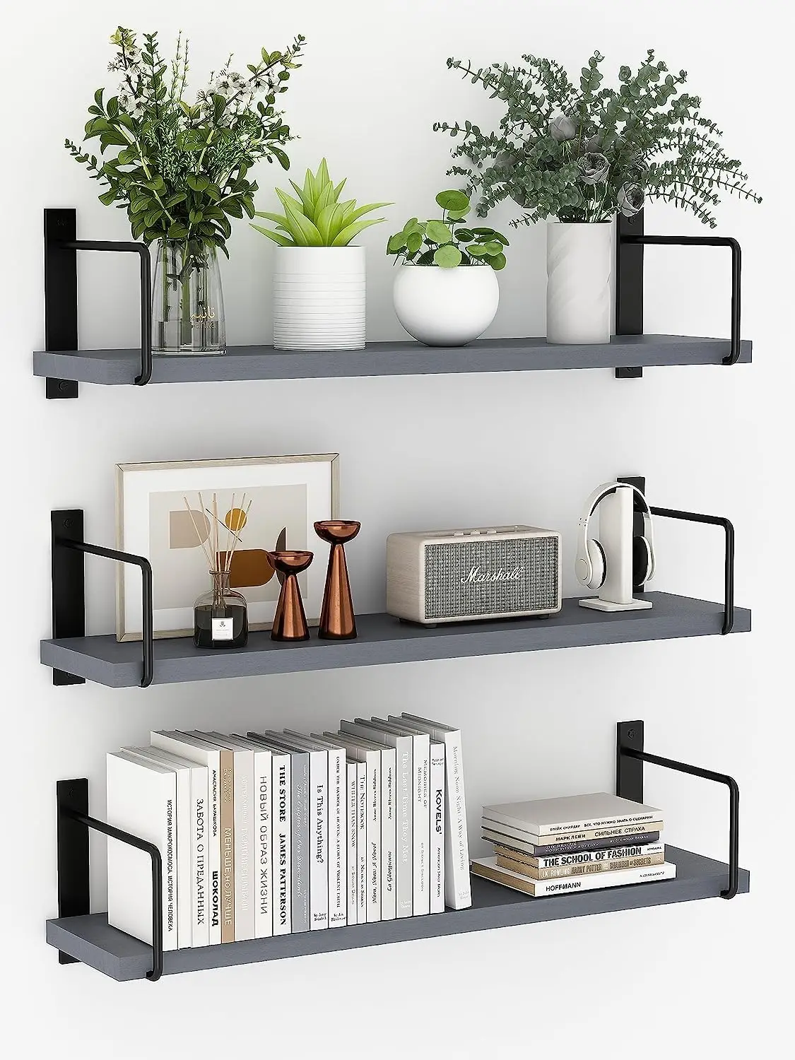 Floating Shelves - 24 Inch Wall Mounted Set of 3, Rustic Wood Storage Shelves for Living Room (Grey)
Floating Shelves - 24 Inch Wall Mounted Set of 3, Rustic Wood Storage Shelves for Living Room (Grey)