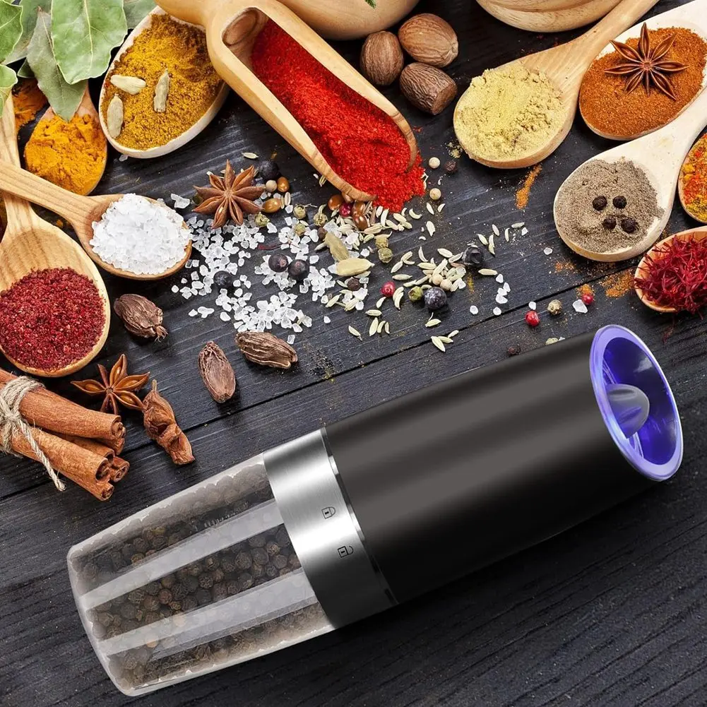 Versatile 1 Set Gravity Electric Salt Grinder Adjustable Coarseness Automatic Mill Grinder Battery Powered With LED Light
Versatile 1 Set Gravity Electric Salt Grinder Adjustable Coarseness Automatic Mill Grinder Battery Powered With LED Light