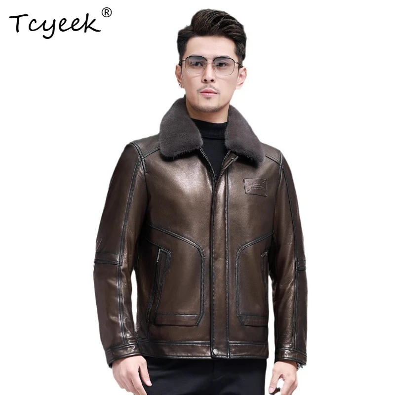Tcyeek из овчины, осень-зима, белый утиный пух, внутренняя подкладка, норковый воротник, каштаново-коричневая мужская куртка из натуральной кожи 가죽자켓
Tcyeek из овчины, осень-зима, белый утиный пух, внутренняя подкладка, норковый воротник, каштаново-коричневая мужская куртка из натуральной кожи 가죽자켓