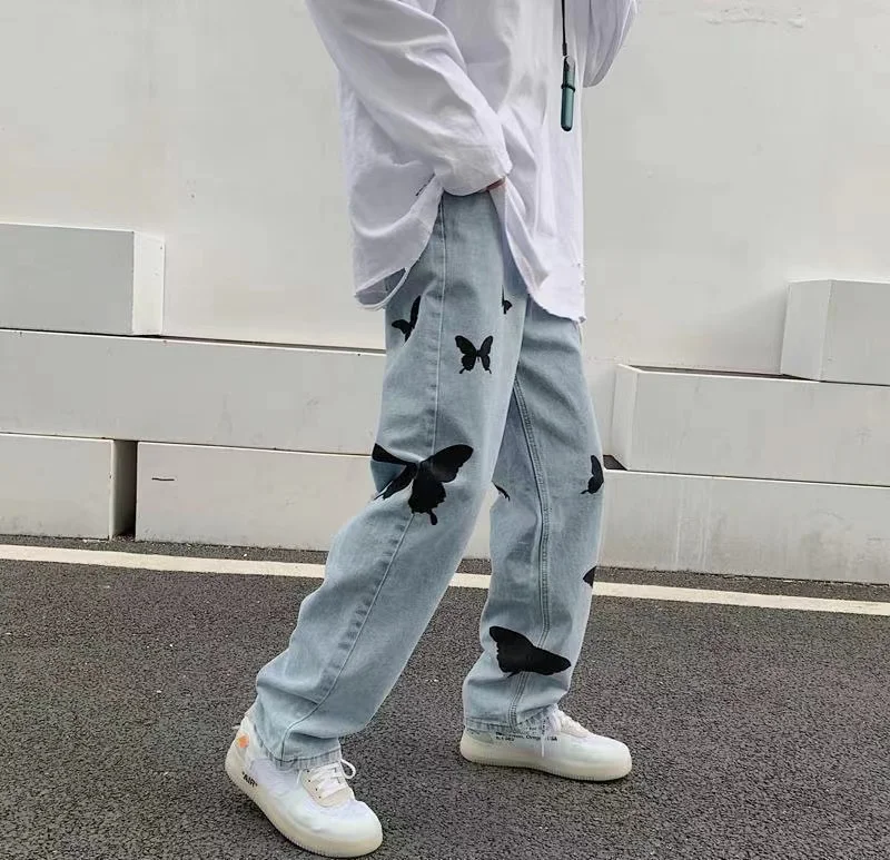 ICCLEK printed jeans men's pants new butterfly jeans fashion pants loose jeans straight leg wide leg pants
ICCLEK printed jeans men's pants new butterfly jeans fashion pants loose jeans straight leg wide leg pants