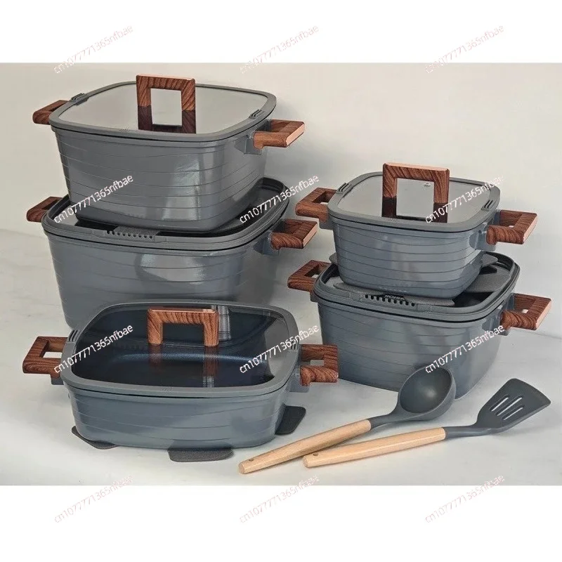 15 Piece Die Cast Aluminum Cookware Set, Non Stick Square Pots and Pans Induction Ready with Lids Utensils
15 Piece Die Cast Aluminum Cookware Set, Non Stick Square Pots and Pans Induction Ready with Lids Utensils