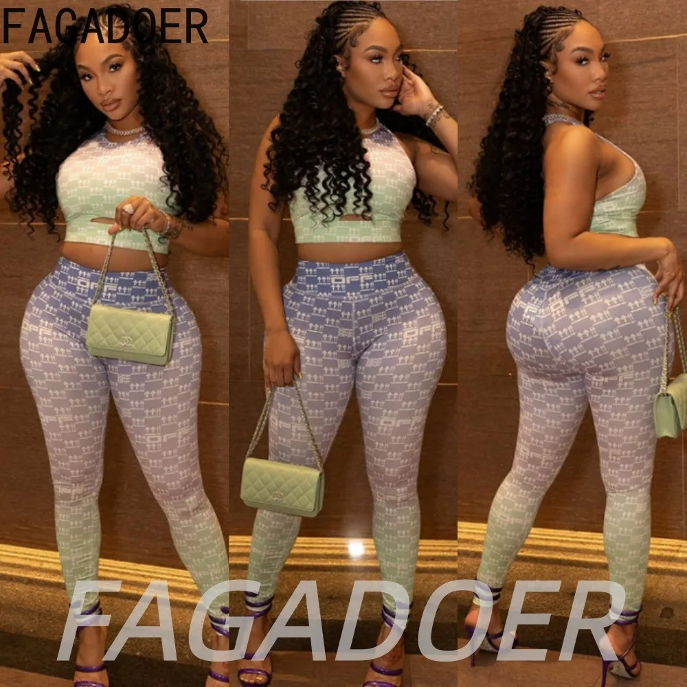 FAGADOER Fashion Print Pants 2 Piece Sets Streetwear Hollow Out Sleeveless Crop Top + Bodycon Pants Outfits Outdoor Sports Suits
FAGADOER Fashion Print Pants 2 Piece Sets Streetwear Hollow Out Sleeveless Crop Top + Bodycon Pants Outfits Outdoor Sports Suits