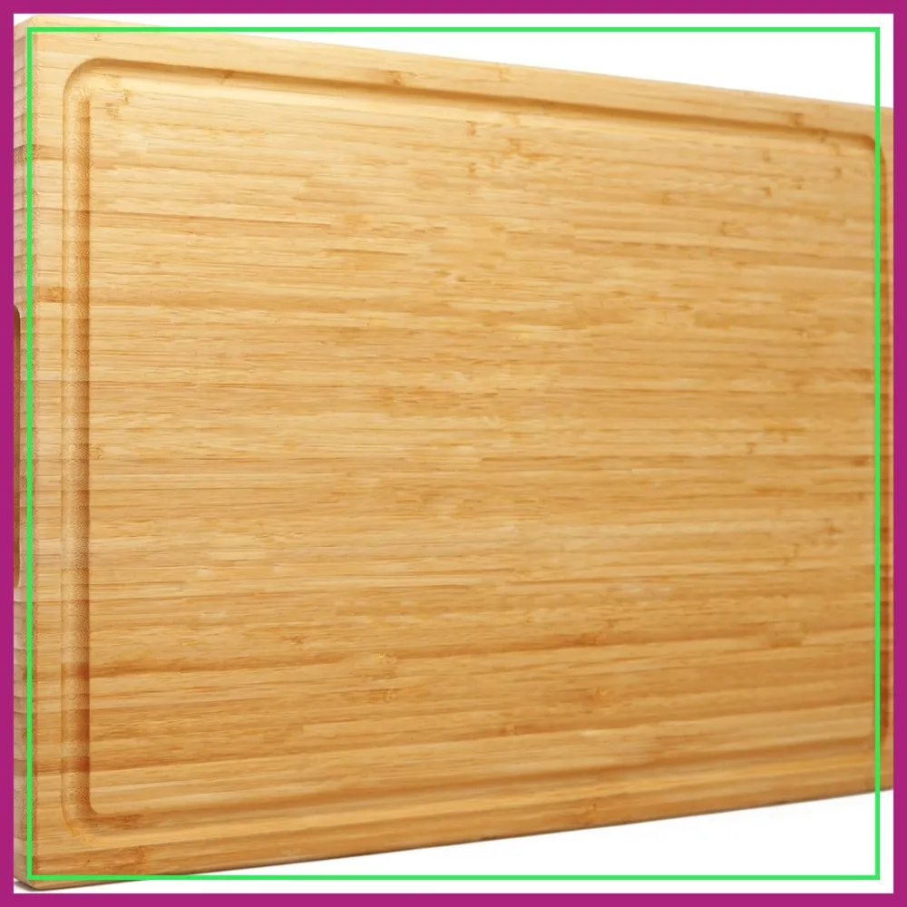 Extra Large Bamboo Cutting Board 24x16 Inch, Wood Butcher Block with Juice Groove and Handle, 1.25 Inch Thick
Extra Large Bamboo Cutting Board 24x16 Inch, Wood Butcher Block with Juice Groove and Handle, 1.25 Inch Thick