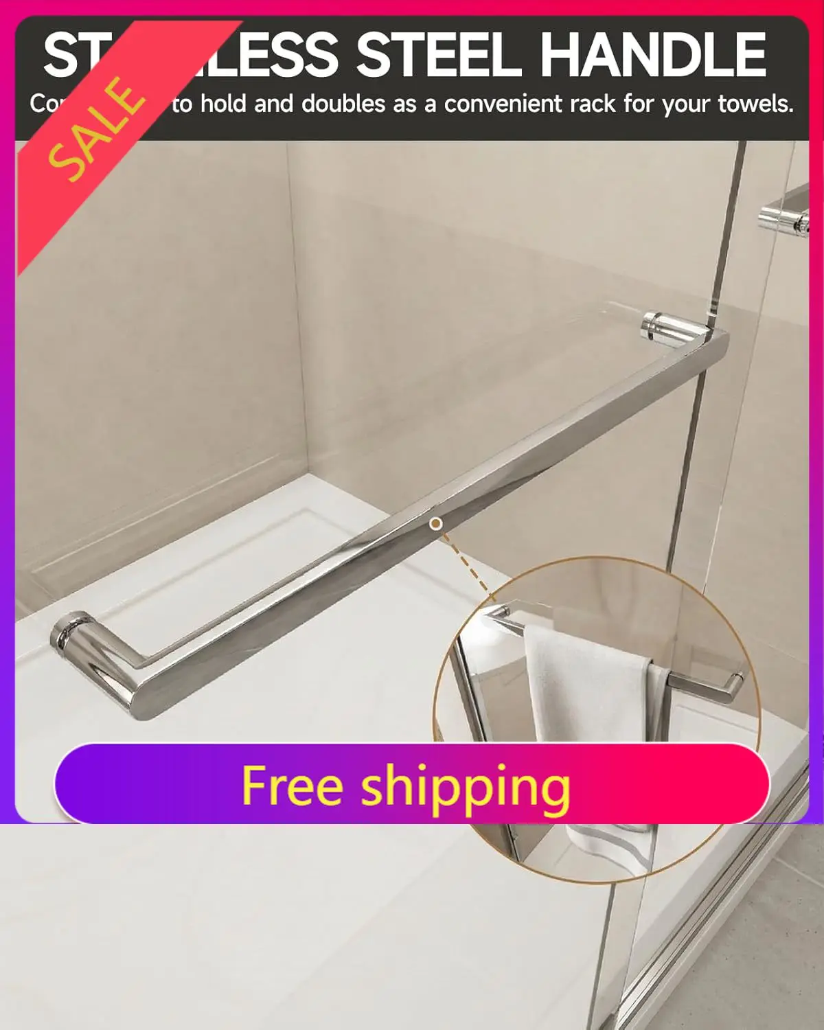Glass Shower Doors, 44-48 in W x 72 in H Glass Shower Door, 1/4 in(6mm) Tempered Glass, Chrome Aluminum Framed Shower Door for W
Glass Shower Doors, 44-48 in W x 72 in H Glass Shower Door, 1/4 in(6mm) Tempered Glass, Chrome Aluminum Framed Shower Door for W