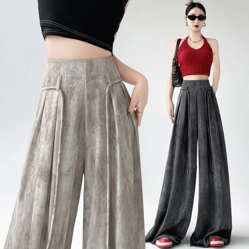 Ice Silk Cool Feeling Wide Casual Pants Spring Summer Women Loose Straight Solid Drawstring Workwear Long Pants Soft C318
Ice Silk Cool Feeling Wide Casual Pants Spring Summer Women Loose Straight Solid Drawstring Workwear Long Pants Soft C318