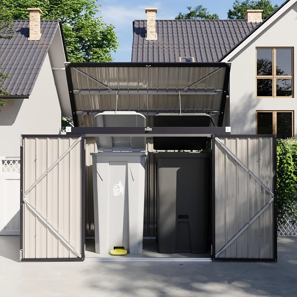 Storage Shed 3.3 x 5.6 FT Metal Trash Shed Waterproof Outside Storage with Lid Chain, for Garden, Backyard, Patio
Storage Shed 3.3 x 5.6 FT Metal Trash Shed Waterproof Outside Storage with Lid Chain, for Garden, Backyard, Patio