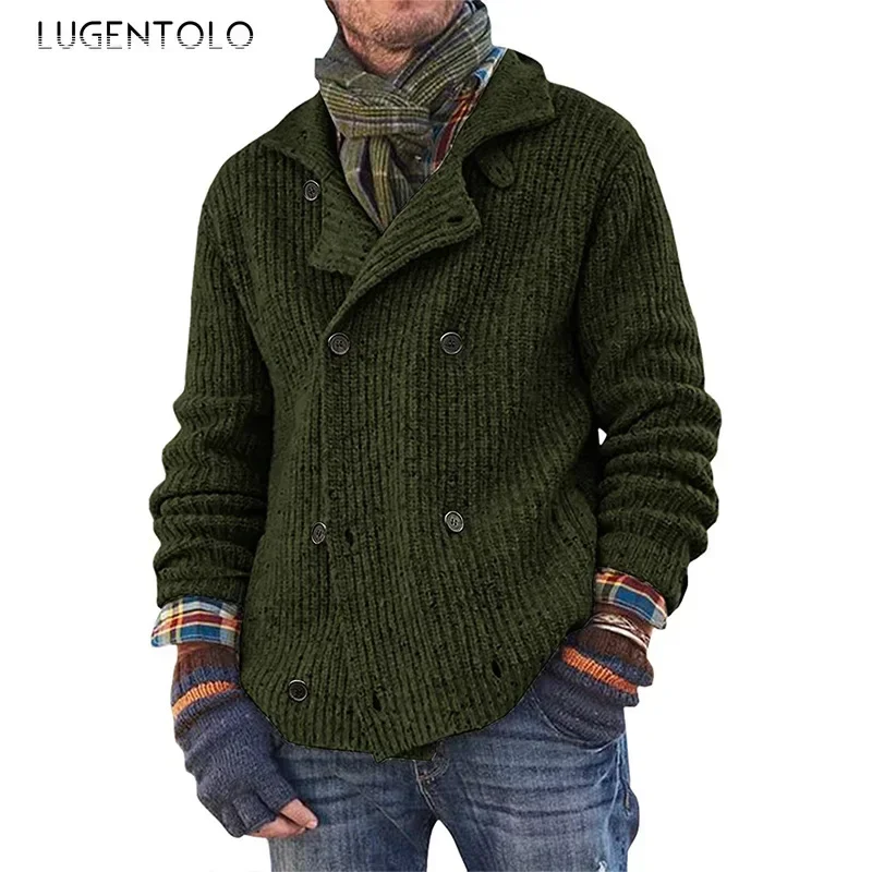 Knitted Sweater Men Solid Double Breasted Lapel Autumn Winter Long Sleeve Loose Men's Simple Cardigan Clothing
Knitted Sweater Men Solid Double Breasted Lapel Autumn Winter Long Sleeve Loose Men's Simple Cardigan Clothing
