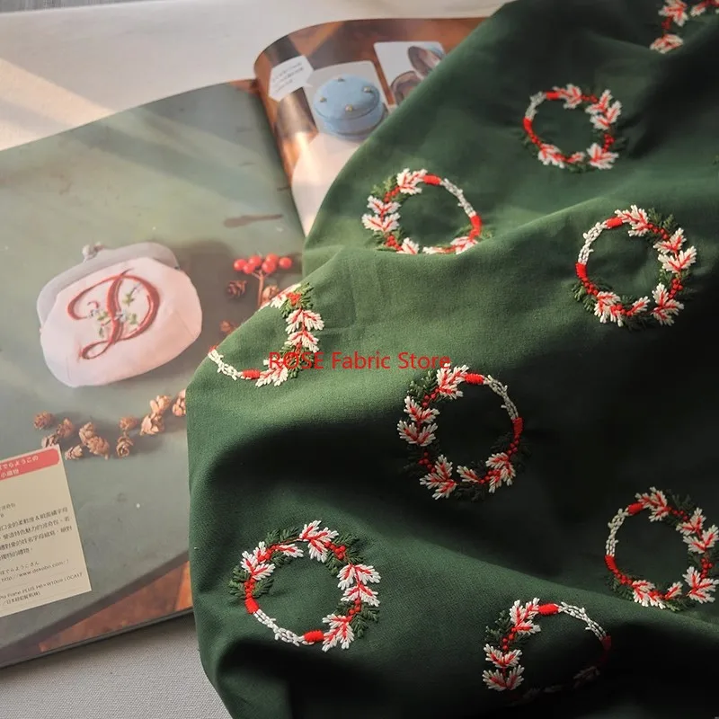 Wreath pattern embroidery Cotton And Linen Christmas Fabric Handmade DIY, dress, blouse, tops, table cover, costumes design
Wreath pattern embroidery Cotton And Linen Christmas Fabric Handmade DIY, dress, blouse, tops, table cover, costumes design