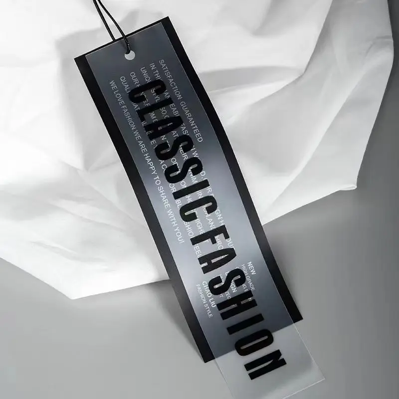 General Clothing Tags Customized Design Simple Soft Plastic Label Men and Women's Cloth Tag Universal High-grade Garment Hangtag
General Clothing Tags Customized Design Simple Soft Plastic Label Men and Women's Cloth Tag Universal High-grade Garment Hangtag