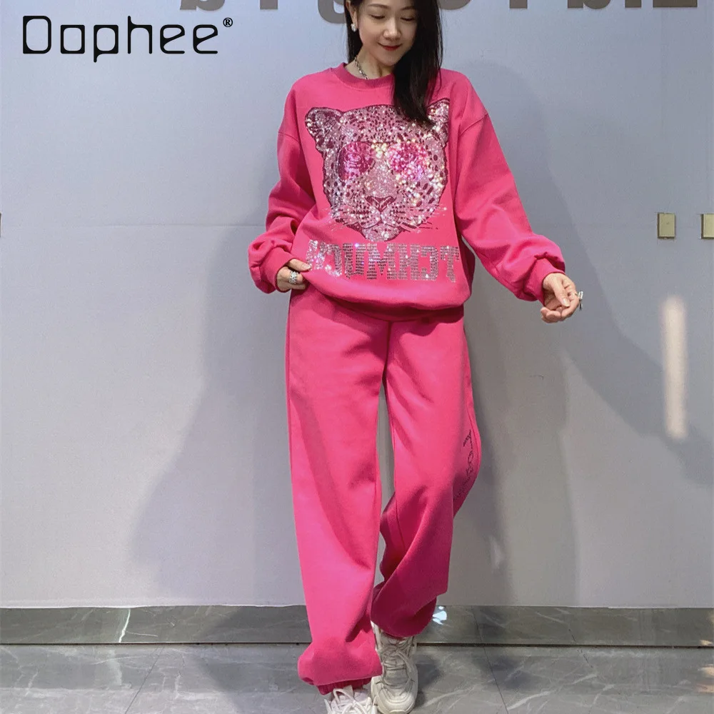 Весенне-осенний пуловер со стразами и круглым вырезом, толстовка для женщин, повседневная спортивная одежда, брюки для бега с длинными рукавами, комплект из двух предметов
Весенне-осенний пуловер со стразами и круглым вырезом, толстовка для женщин, повседневная спортивная одежда, брюки для бега с длинными рукавами, комплект из двух предметов