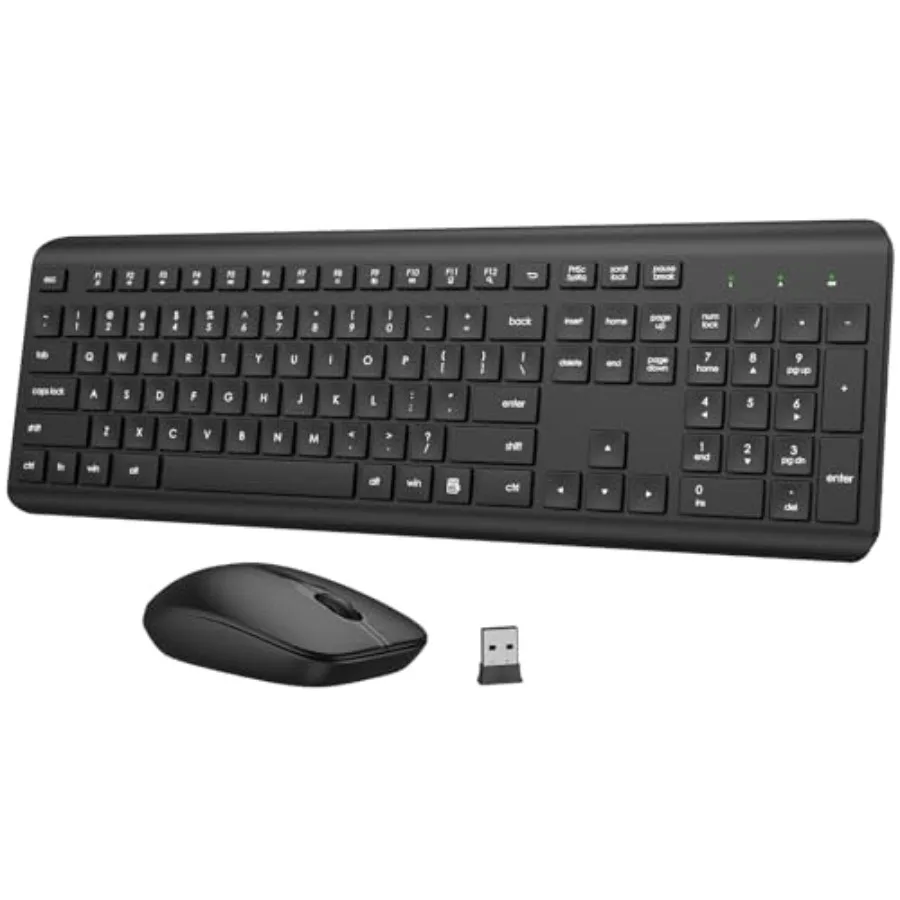 Wireless Keyboard and Mouse Combo, Full-Size Silent Ergonomic Keyboard and Optical Mouse, Long Battery Life, 2.4GHz Lag-Free Co
Wireless Keyboard and Mouse Combo, Full-Size Silent Ergonomic Keyboard and Optical Mouse, Long Battery Life, 2.4GHz Lag-Free Co