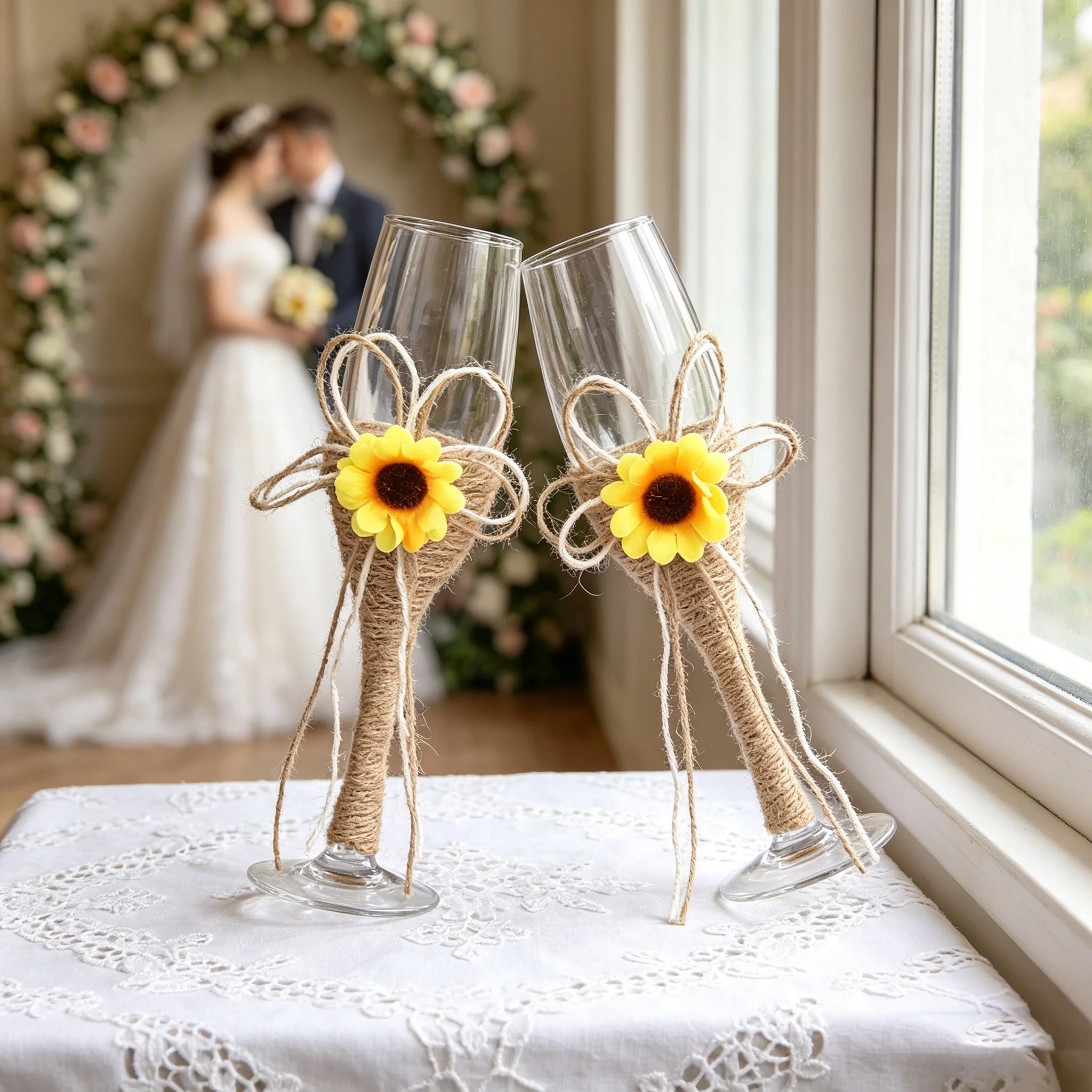 Wedding romantic theme design for the wedding banquet, exquisite tableware, champagne goblets of high style
Wedding romantic theme design for the wedding banquet, exquisite tableware, champagne goblets of high style