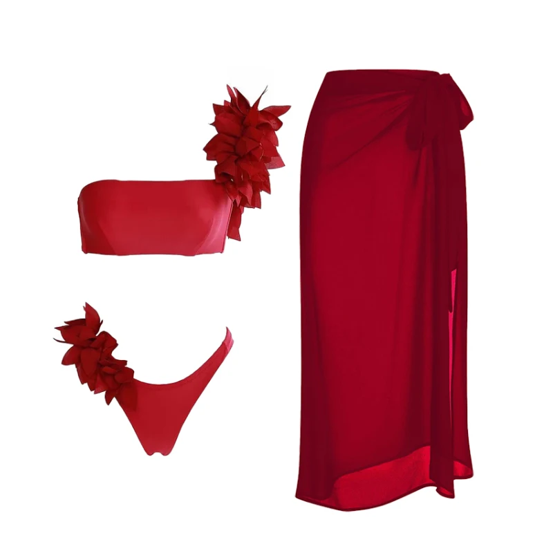 2023 Sexy Red 3D Flower Bikini One Shoulder Swimwear Set Women Swimsuit Vintage Bathing Suit Summer Beachwear with Strappy Skirt
2023 Sexy Red 3D Flower Bikini One Shoulder Swimwear Set Women Swimsuit Vintage Bathing Suit Summer Beachwear with Strappy Skirt