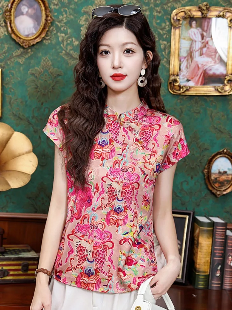 Young Style Tang Suit Women's Short Sleeve Top Flag Dress High-End Small Shirt Commute Ethnic Straight Tube Print Shiny Summer
Young Style Tang Suit Women's Short Sleeve Top Flag Dress High-End Small Shirt Commute Ethnic Straight Tube Print Shiny Summer
