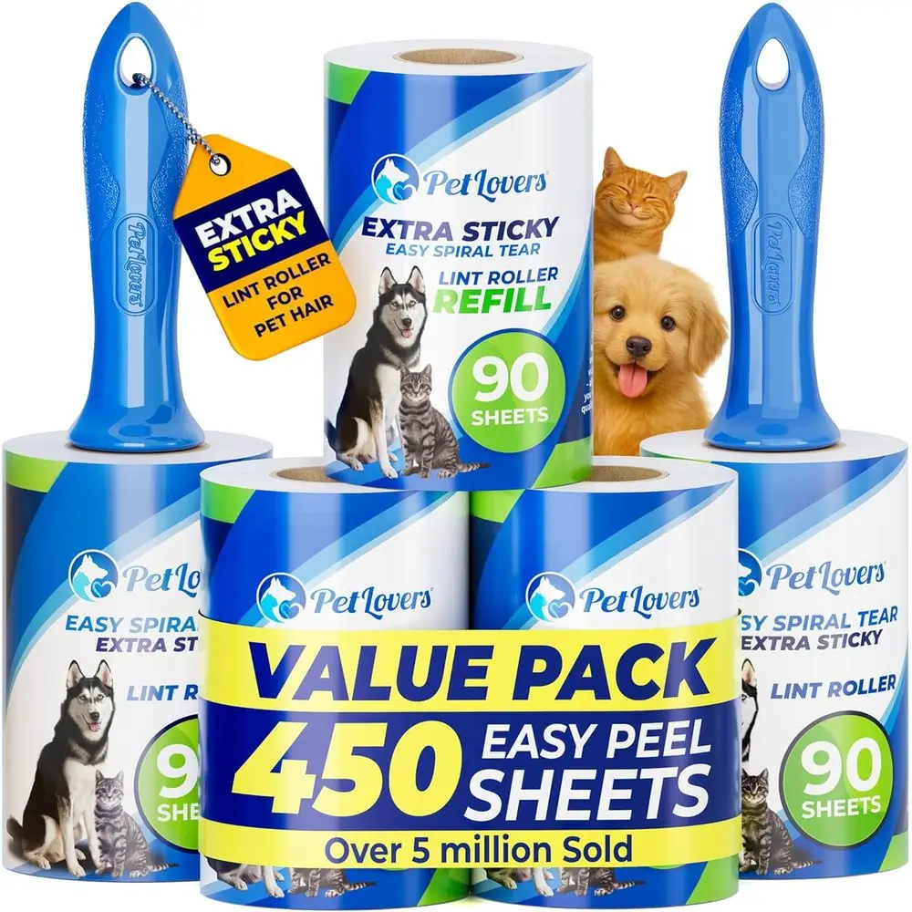 Value Pack Lint Roller Set - 450 Sheets for Pet Hair Removal and Clothing
Value Pack Lint Roller Set - 450 Sheets for Pet Hair Removal and Clothing