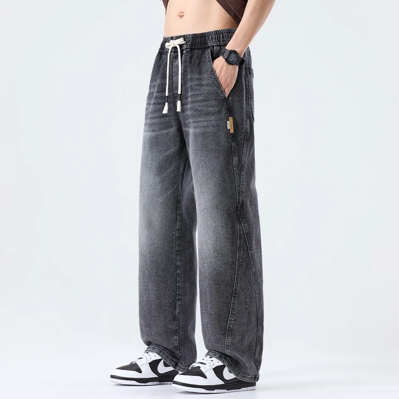 Men's Elastic Waist Baggy Jeans Vintage Washed Black Grey Wide Leg Denim Pants Patchwork Loose Straight Casual Trousers
Men's Elastic Waist Baggy Jeans Vintage Washed Black Grey Wide Leg Denim Pants Patchwork Loose Straight Casual Trousers