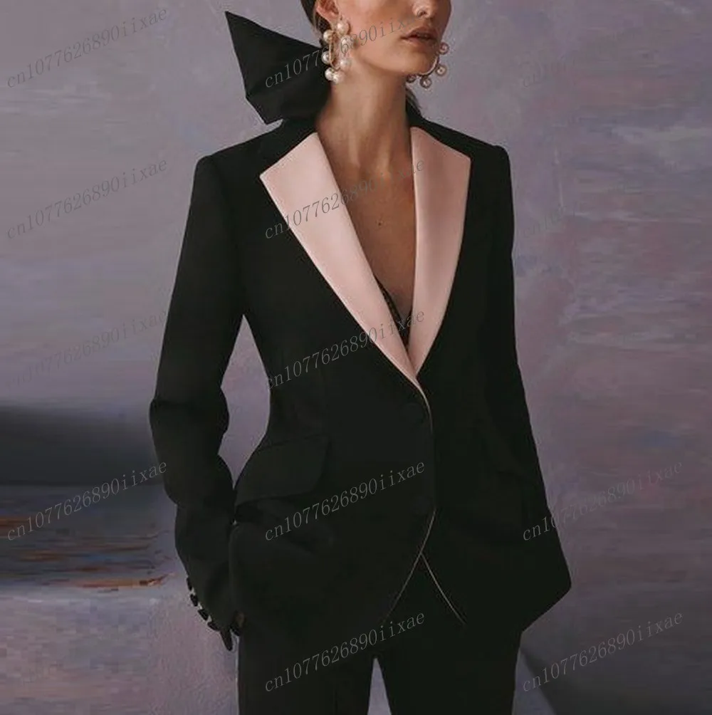 Light Pink Collar Black Women Suits Lady Business Office Tuxedos Mother Wedding Party Formal Ladies 2 Piece Set Jacket Pants
Light Pink Collar Black Women Suits Lady Business Office Tuxedos Mother Wedding Party Formal Ladies 2 Piece Set Jacket Pants