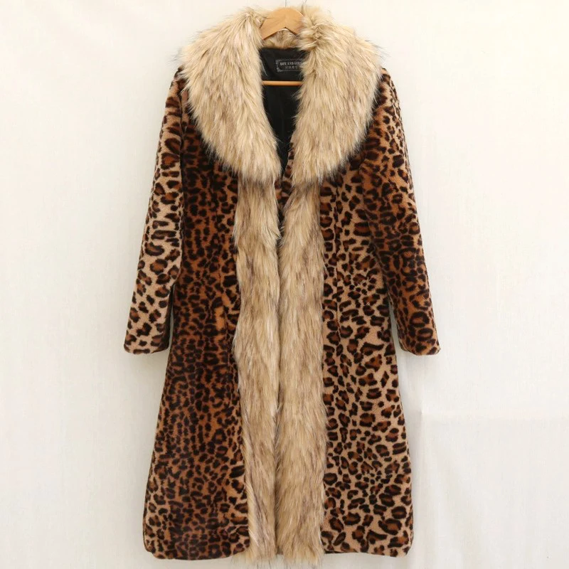 Leopard Faux Fur Long Coat Women Winter Thicken Faux Fox Fur Luxury Collar Cardigan Long Jacket Warm Fluffy Overcoat Jacket
Leopard Faux Fur Long Coat Women Winter Thicken Faux Fox Fur Luxury Collar Cardigan Long Jacket Warm Fluffy Overcoat Jacket