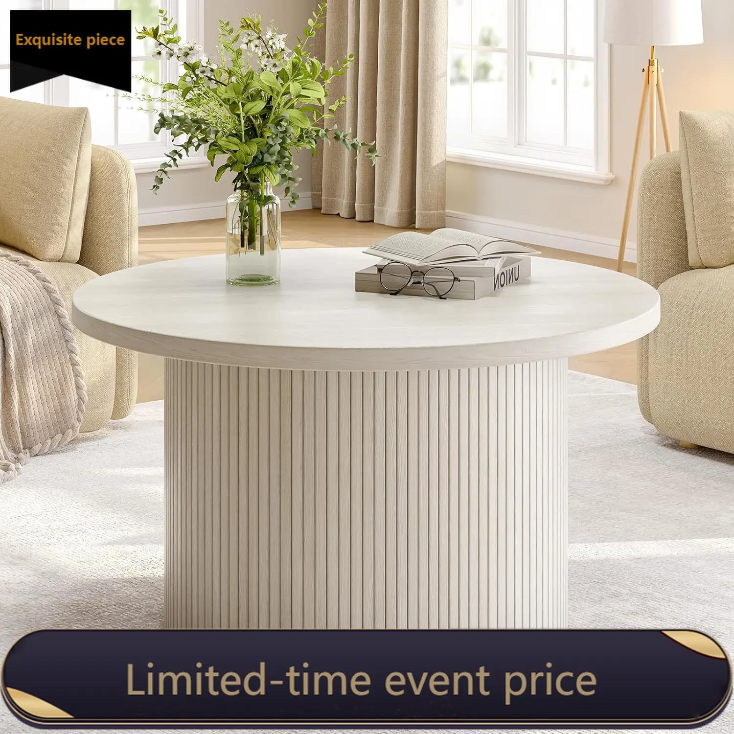 Mid Century Modern Natural White Wood Round 31.5 Inch Coffee Table Tambour Design Drum Accent Center Table For Living Room
Mid Century Modern Natural White Wood Round 31.5 Inch Coffee Table Tambour Design Drum Accent Center Table For Living Room