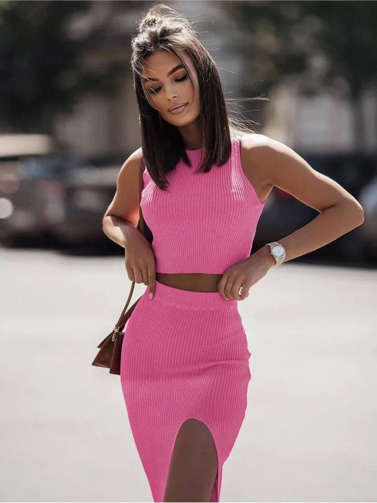 Solid Color Slim Slit Skirt Women's Two-piece Set 2026 Summer New Vest Short Skirt Set Fashionable Elegant Sleeveless Dress Set
Solid Color Slim Slit Skirt Women's Two-piece Set 2026 Summer New Vest Short Skirt Set Fashionable Elegant Sleeveless Dress Set