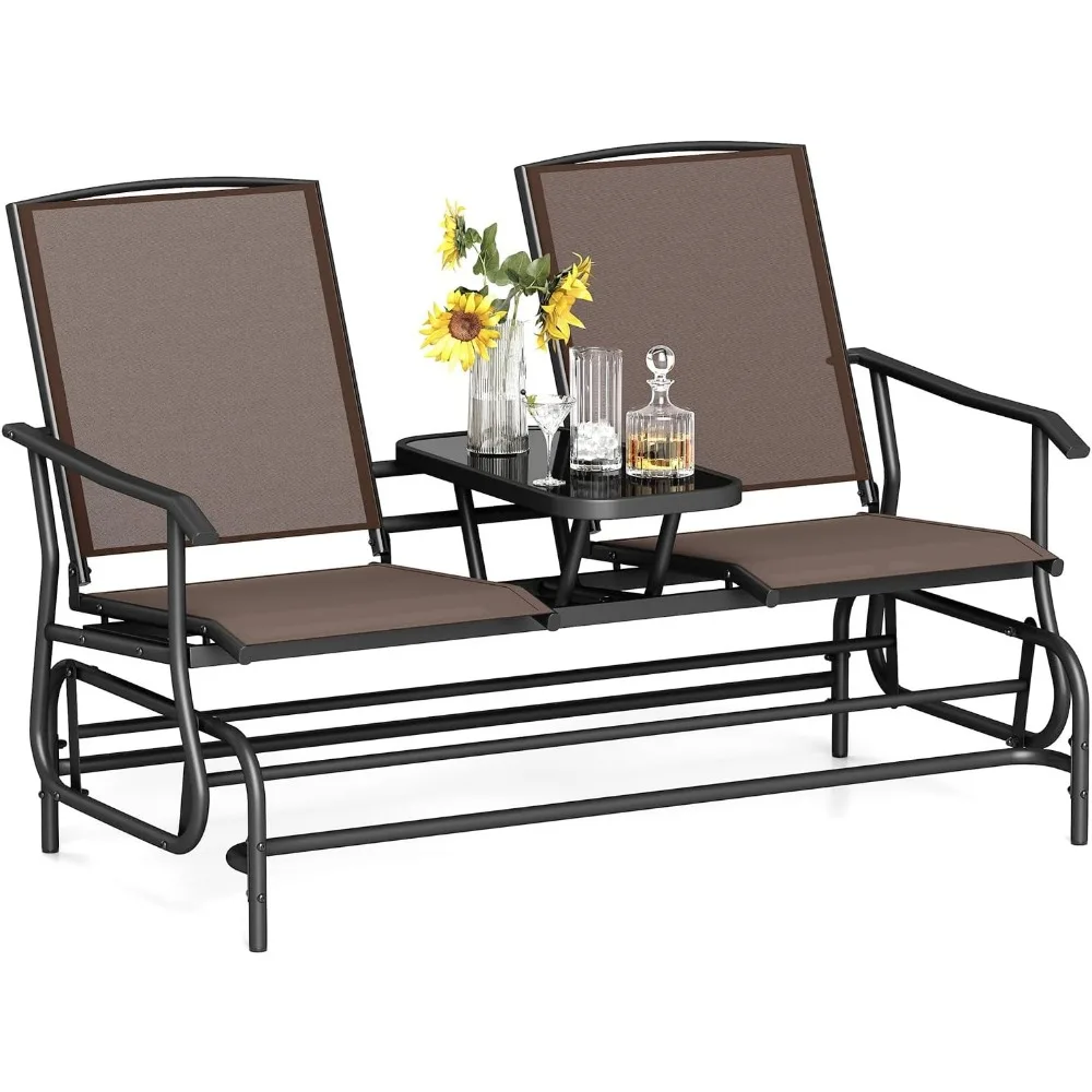2 Person Swing Glider Chair, Patio Rocking Loveseat w/Center Tempered Glass Table, Outdoor Swing Bench w/Steel Frame
2 Person Swing Glider Chair, Patio Rocking Loveseat w/Center Tempered Glass Table, Outdoor Swing Bench w/Steel Frame