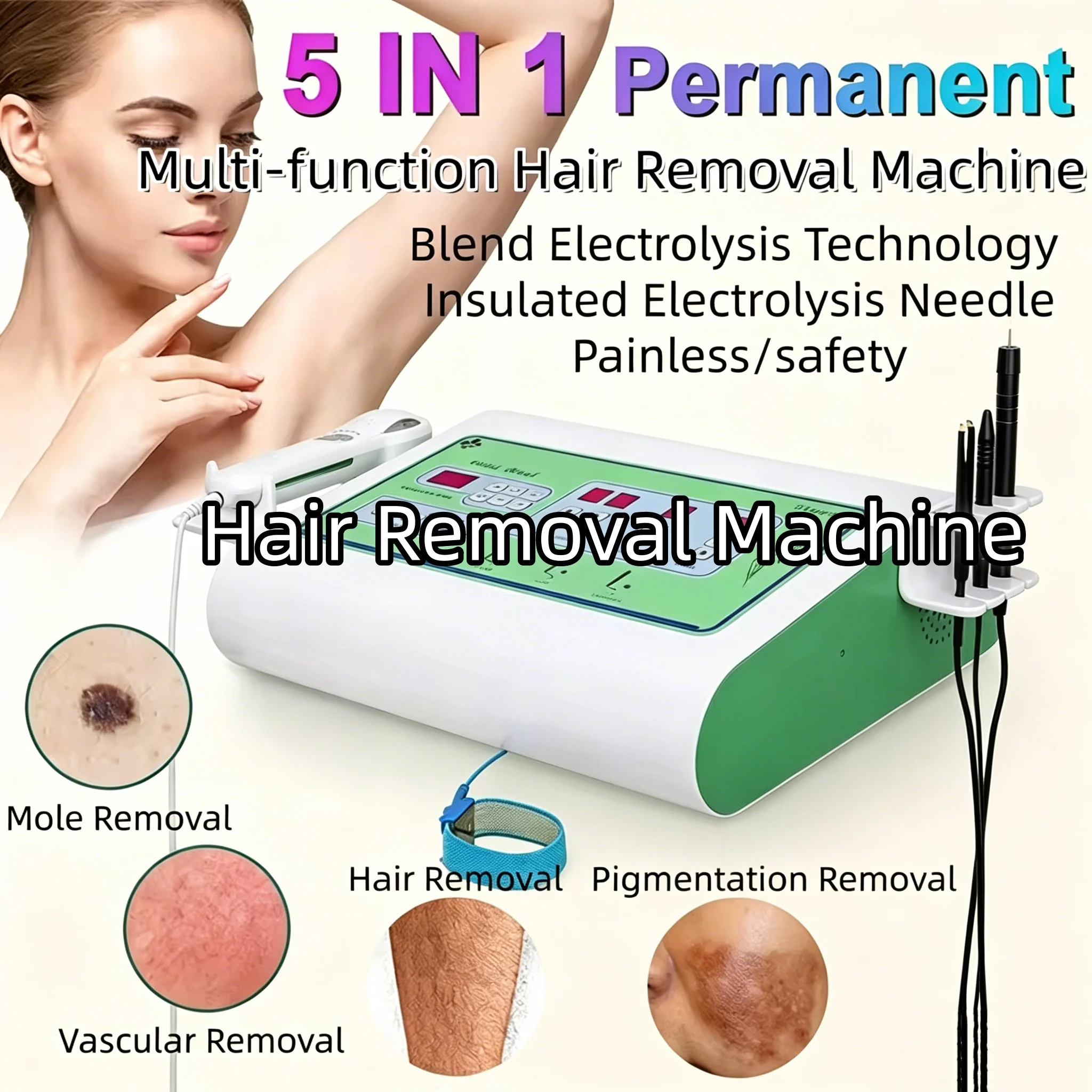 Permanent Mole Freckles Pigmentation Removal 5 IN 1 Hair Removal Machine Painless Electrolysis Hair Remove Device for Home Salo
Permanent Mole Freckles Pigmentation Removal 5 IN 1 Hair Removal Machine Painless Electrolysis Hair Remove Device for Home Salo