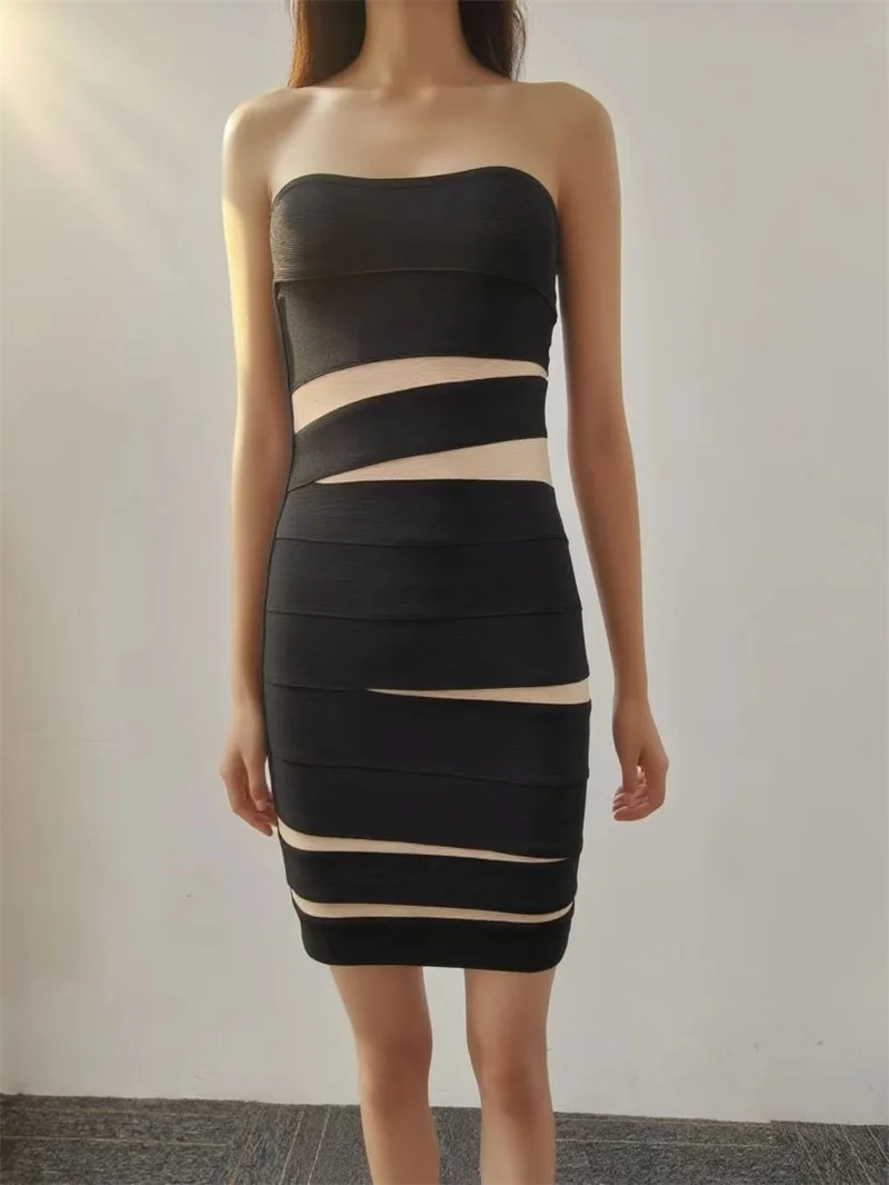 Black Nude Women Prom Dress Splicing Colors Sexy Sleeveless Bandage Knee Length Party Gown Autumn Formal Wedding Guest Robe
Black Nude Women Prom Dress Splicing Colors Sexy Sleeveless Bandage Knee Length Party Gown Autumn Formal Wedding Guest Robe