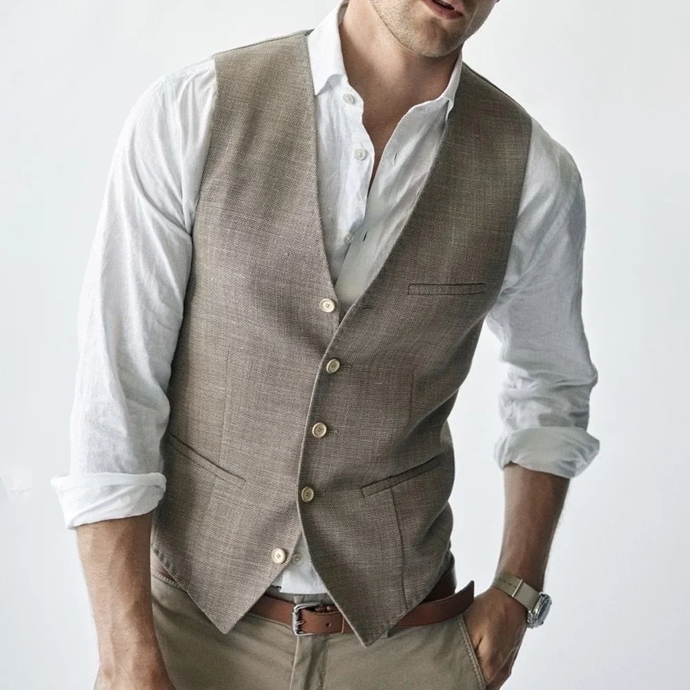 Suit Vest Man Linen Fabric Business Casual Men's Classic Vest Single-Breasted Solid Color Lightweight V-Neck Elegant Sleeveless
Suit Vest Man Linen Fabric Business Casual Men's Classic Vest Single-Breasted Solid Color Lightweight V-Neck Elegant Sleeveless