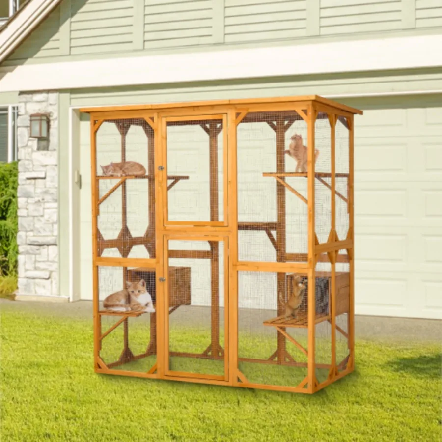 Outdoor Cat Enclosure 72 Height Wooden House Large Cat Cage Jumping Platforms Napping Houses Yellow
Outdoor Cat Enclosure 72 Height Wooden House Large Cat Cage Jumping Platforms Napping Houses Yellow