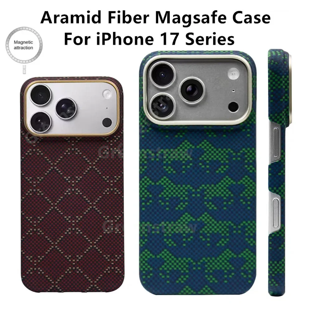 Genuine Aramid Carbon Fiber For Magsafe Case For iPhone 17 Pro Max 17Pro Matte Woven City Horse Rhombus Hard Bulletproof Cover
Genuine Aramid Carbon Fiber For Magsafe Case For iPhone 17 Pro Max 17Pro Matte Woven City Horse Rhombus Hard Bulletproof Cover