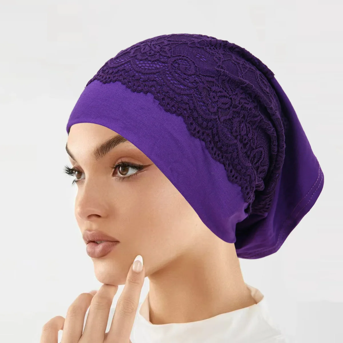 Fashion Women Plain Lace Splice Turban Hat Tube Bone Soft Skin Basic Stretch Head Wrap Cap Ladies Inner Under Hijab Headwear New
Fashion Women Plain Lace Splice Turban Hat Tube Bone Soft Skin Basic Stretch Head Wrap Cap Ladies Inner Under Hijab Headwear New