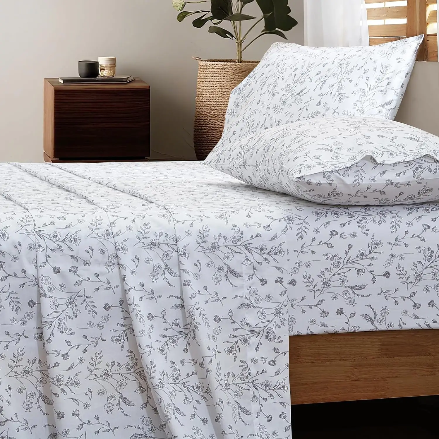 100% Cotton King Sheets - Floral Pattern, Deep Pocket, Crisp Percale, Soft & Breathable
100% Cotton King Sheets - Floral Pattern, Deep Pocket, Crisp Percale, Soft & Breathable