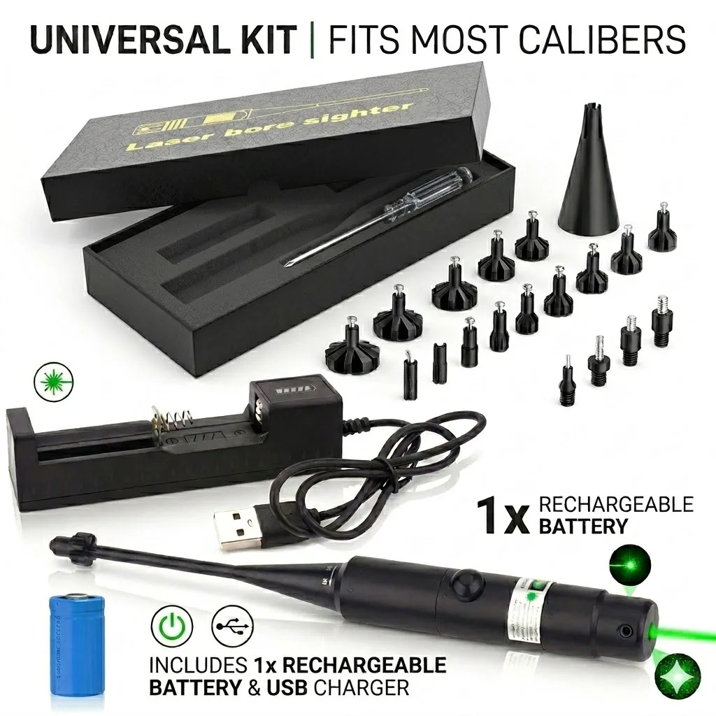 Laser Bore Sight Kit.177 .22 to12GA Caliber Laser Collimator Universal Bore Sighter 18Adapters
Laser Bore Sight Kit.177 .22 to12GA Caliber Laser Collimator Universal Bore Sighter 18Adapters