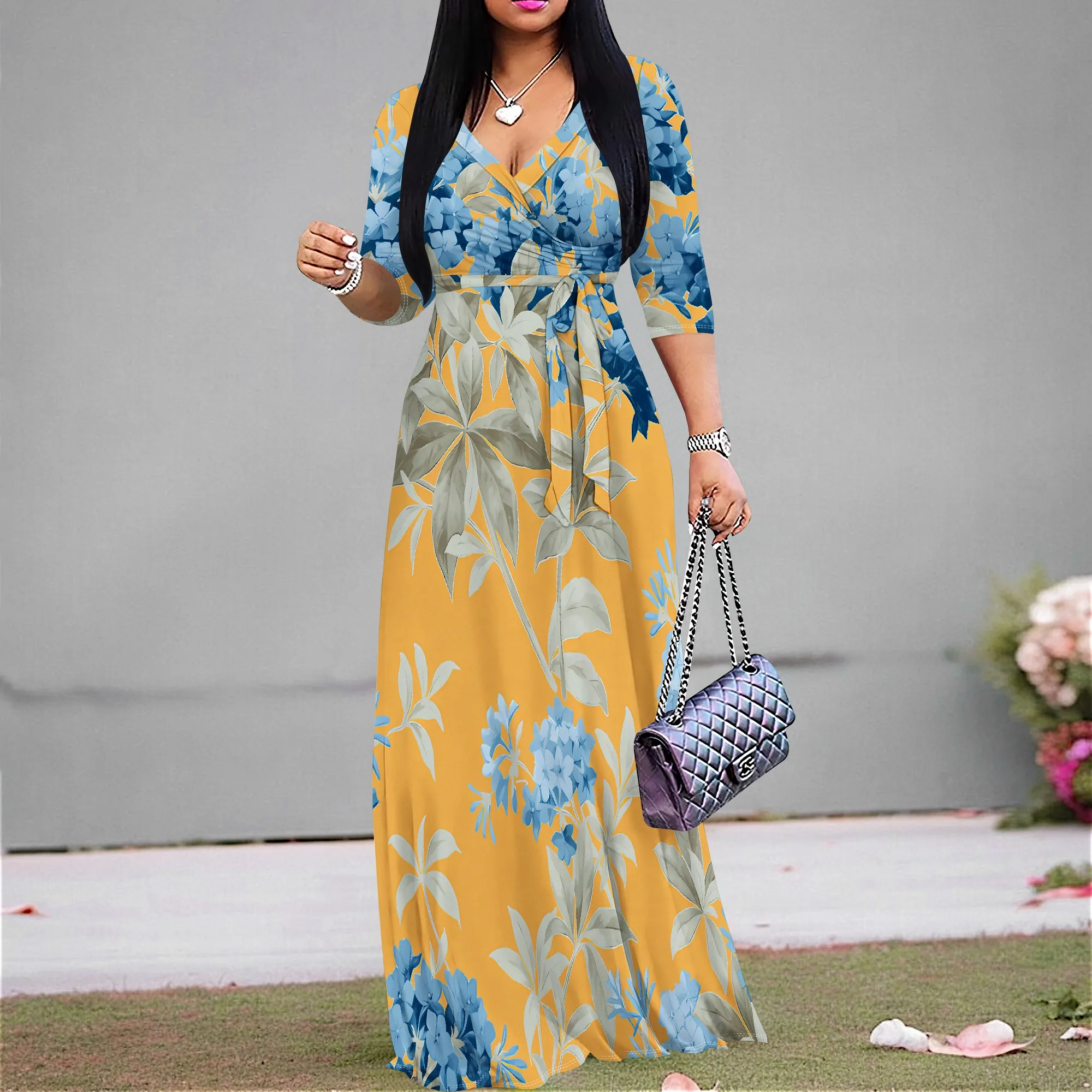 Pullover Sexy V Neck Short Sleeve Loose Long Dress for Women Fashion Printed Summer Beach Party Casual Maxi Dresses
Pullover Sexy V Neck Short Sleeve Loose Long Dress for Women Fashion Printed Summer Beach Party Casual Maxi Dresses